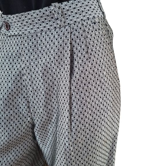 Vintage Scenario Women's Wool metallic Silver and black geometric pattern pants - Picture 3 of 16